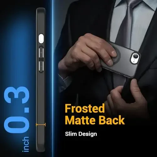 Temdan iPhone 16e uchun gʻilof, Magsafe bilan mos, sargʻayishga qarshi, harbiy darajadagi himoya, zarbaga chidamli ingichka magnitli telefon gʻilofi, qora - 7