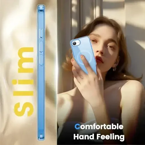 Temdan iPhone 16e uchun g'ilof, Magsafe bilan mos, sarg'ayishga qarshi, harbiy darajadagi himoya, zarbga chidamli ingichka magnit telefon g'ilofi, toza ko'k - 7