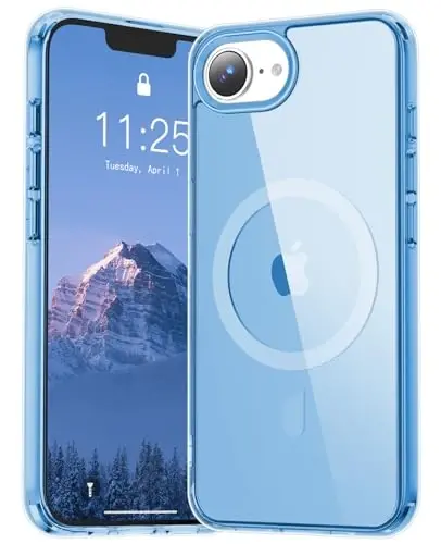 Temdan iPhone 16e uchun g'ilof, Magsafe bilan mos, sarg'ayishga qarshi, harbiy darajadagi himoya, zarbga chidamli ingichka magnit telefon g'ilofi, toza ko'k - 1