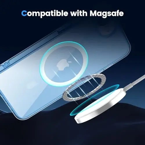Temdan iPhone 16e uchun g'ilof, Magsafe bilan mos, sarg'ayishga qarshi, harbiy darajadagi himoya, zarbga chidamli ingichka magnit telefon g'ilofi, toza ko'k - 4
