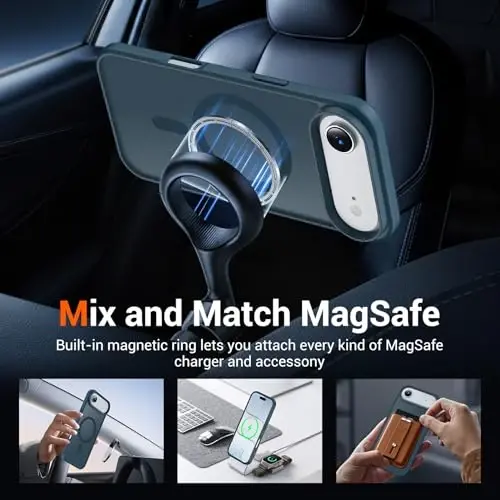 Temdan iPhone 17 Air Case with Screen Protector, Compatible with Magsafe, Anti-Yellowing, Military-Grade Protection, Shockproof Slim Magnetic Phone Case Cover, Dark Blue - 3