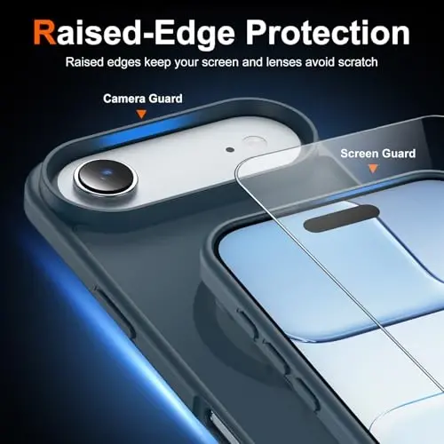 Temdan iPhone 17 Air Case with Screen Protector, Compatible with Magsafe, Anti-Yellowing, Military-Grade Protection, Shockproof Slim Magnetic Phone Case Cover, Dark Blue - 5