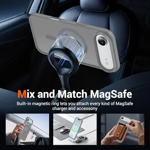 Temdan iPhone 17 Air Kılıf ve Ekran Koruyucu, Magsafe Uyumlu, Sararma Karşıtı, Askeri Sınıf Koruma, Darbeye Dayanıklı İnce Manyetik Telefon Kılıfı, Titanyum Gri - 3