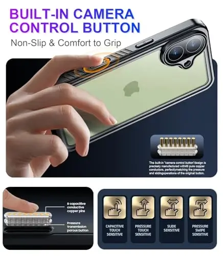 Temdan iPhone 17 G‘ilofiga mos keladi, Suv o‘tkazmaydigan o‘rnatilgan ekran va kamera himoyachisi IP68 Suv ostidagi to‘liq korpus 17 fut harbiy tomchidan himoyalangan zarbaga chidamli telefon g‘ilofi 6.3 dyuym - Qora/Shaffof - 5
