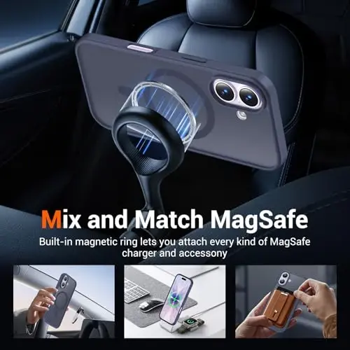 Temdan iPhone 17 Kılıf Ekran Koruyuculu, Magsafe Uyumlu, Sararma Karşıtı, Askeri Sınıf Koruma, Darbeye Dayanıklı İnce Manyetik Telefon Kılıfı Kapağı, Koyu Mor - 3