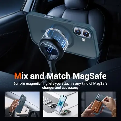 Temdan iPhone 17 Kılıf Ekran Koruyuculu, Magsafe Uyumlu, Sararmaya Karşı Dirençli, Askeri Düzeyde Koruma, Darbeye Dayanıklı İnce Manyetik Telefon Kılıfı Kapağı, Koyu Mavi - 3