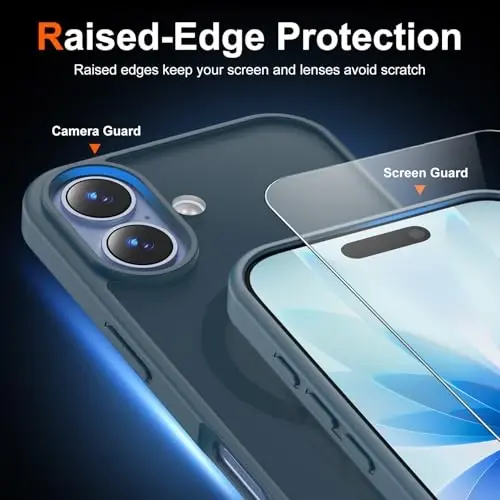 Temdan iPhone 17 Kılıf Ekran Koruyuculu, Magsafe Uyumlu, Sararmaya Karşı Dirençli, Askeri Düzeyde Koruma, Darbeye Dayanıklı İnce Manyetik Telefon Kılıfı Kapağı, Koyu Mavi - 5