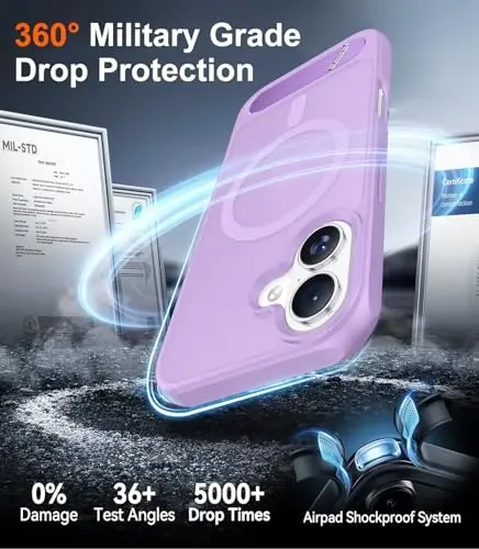 Temdan Designed for iPhone 17 Case, [Built-in Invisible Kickstand][Compatible with MagSafe][Military Grade Shockproof] Slim Translucent Matte Phone Case 6.3 inch (Light Purple) - 4
