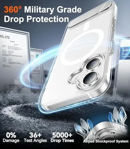 Temdan Designed for iPhone 17 Case, [Built-in Invisible Kickstand][Compatible with MagSafe][Military Grade Shockproof] Slim Thin Phone Case 6.3 inch (Clear) - 4