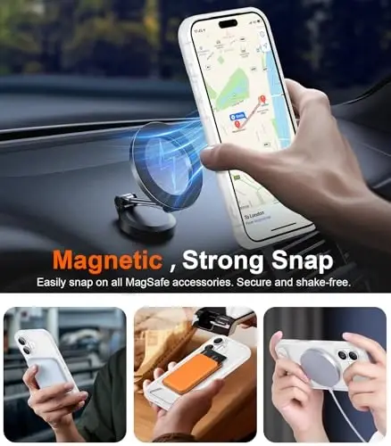 Temdan iPhone 17 Kılıfı için tasarlandı, [Dahili Görünmez Destek Çubuğu][MagSafe ile Uyumlu][Askeri Sınıf Darbeye Dayanıklı] İnce Yarı Saydam Mat Telefon Kılıfı 6,3 inç (Şeffaf Mat) 