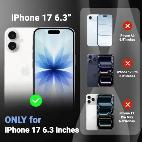 Temdan for iPhone 17 Case Clear with Screen Protector, Compatible with Magsafe, Anti-Yellowing, Military-Grade Protection, Shockproof Slim Magnetic Phone Case Cover, Blue - 2