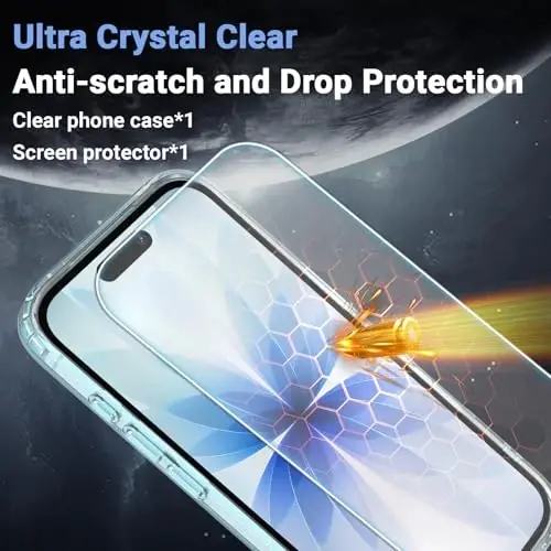 Temdan for iPhone 17 Case Clear with Screen Protector, Compatible with Magsafe, Anti-Yellowing, Military-Grade Protection, Shockproof Slim Magnetic Phone Case Cover, Blue - 5