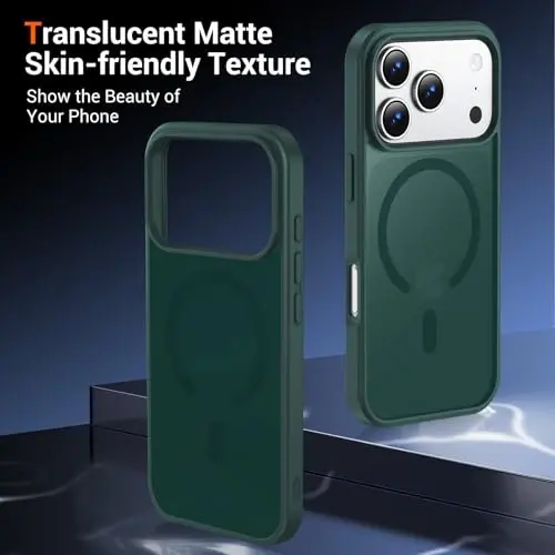 Temdan iPhone 17 Pro Kılıf ve Ekran Koruyucu, Magsafe Uyumlu, Sararmayan, Askeri Düzeyde Koruma, Darbeye Dayanıklı İnce Manyetik Telefon Kılıfı Kapağı, Orman Yeşili - 6