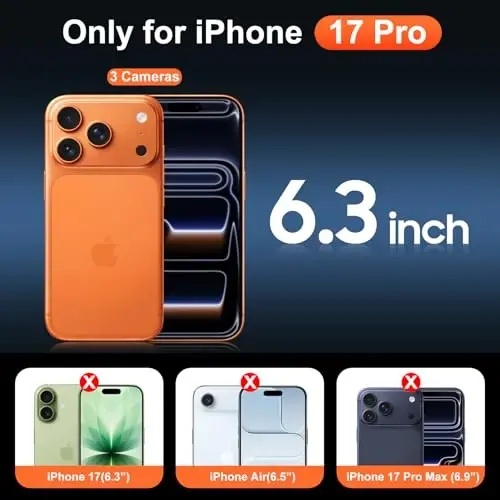 Temdan for iPhone 17 Pro Case Clear with Screen Protector, Compatible with Magsafe, Anti-Yellowing, Military-Grade Protection, Shockproof Slim Magnetic Phone Case Cover, Transparent - TEMDAN (1)