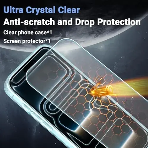 Temdan for iPhone 17 Pro Case Clear with Screen Protector, Compatible with Magsafe, Anti-Yellowing, Military-Grade Protection, Shockproof Slim Magnetic Phone Case Cover, Blue - 5