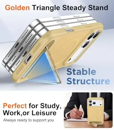 Temdan Designed for iPhone 17 Pro Max Case, [Built-in Invisible Kickstand][Compatible with MagSafe][Military Grade Shockproof] Slim Translucent Matte Phone Case 6.9 inch (Light Brown) - 4