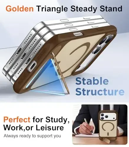 Temdan Designed for iPhone 17 Pro Max Case, [Built-in Invisible Kickstand][Compatible with MagSafe][Military Grade Shockproof] Slim Translucent Matte Phone Case 6.9 inch (Desert Brown) - 4