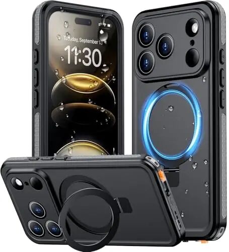 Temdan, iPhone 17 Pro Max Kılıfı ile Manyetik Uyumlu, Su Geçirmez Dahili Ekran ve Kamera Koruyucu IP68 Sualtı Tam Gövde 17FT Askeri Düşmeye Dayanıklı Darbeye Dayanıklı Telefon Kılıfı 6.9