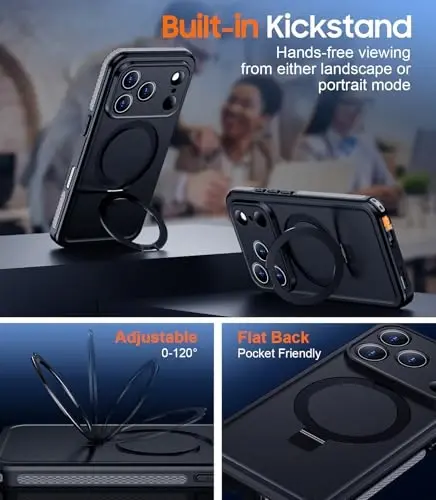 Temdan, iPhone 17 Pro Max Kılıfı ile Manyetik Uyumlu, Su Geçirmez Dahili Ekran ve Kamera Koruyucu IP68 Sualtı Tam Gövde 17FT Askeri Düşmeye Dayanıklı Darbeye Dayanıklı Telefon Kılıfı 6.9