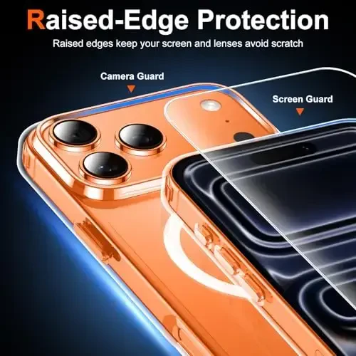 Temdan iPhone 17 Pro uchun g'ilof, ekran himoyachisi bilan, Magsafe bilan mos, sarg'ayishga qarshi, harbiy darajadagi himoya, zarbaga chidamli ingichka magnitli telefon g'ilofi, shaffof - 11