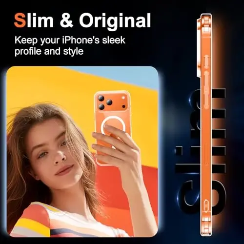 Temdan iPhone 17 Pro uchun g'ilof, ekran himoyachisi bilan, Magsafe bilan mos, sarg'ayishga qarshi, harbiy darajadagi himoya, zarbaga chidamli ingichka magnitli telefon g'ilofi, shaffof - 7