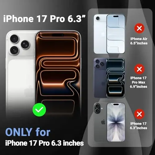 iPhone 17 Pro uchun Temdan g'ilofi, ekran himoyachisi bilan, Magsafe bilan mos, sarg'ayishga qarshi, harbiy darajadagi himoya, zarbga chidamli ingichka magnitli telefon g'ilofi, pushti - 2