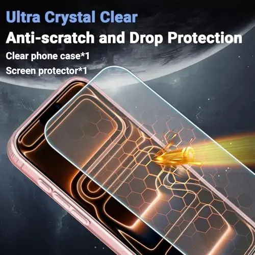 iPhone 17 Pro uchun Temdan g'ilofi, ekran himoyachisi bilan, Magsafe bilan mos, sarg'ayishga qarshi, harbiy darajadagi himoya, zarbga chidamli ingichka magnitli telefon g'ilofi, pushti - 5