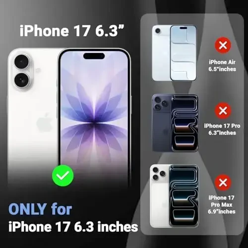 Temdan iPhone 17 uchun g'ilof, ekran himoyachisi bilan tiniq pushti, Magsafe bilan mos, sarg'ayishga qarshi, harbiy darajadagi himoya, zarbaga chidamli ingichka magnit telefon g'ilofi, pushti - 2