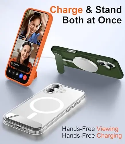 Temdan iPhone 17 uchun mo'ljallangan g'ilof, [O'rnatilgan ko'rinmas tirgak][MagSafe bilan mos][Harbiy darajadagi zarbaga chidamli] Yengil ingichka telefon g'ilofi 6,3 dyuym (Shaffof) - 3