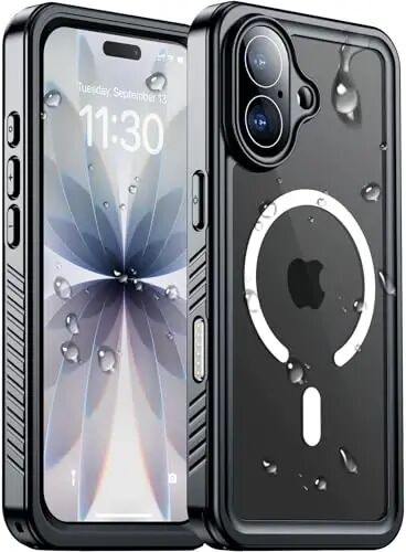 Temdan iPhone 17 Uyumlu Manyetik Kılıf, Su Geçirmez Dahili Ekran ve Kamera Koruyucu IP68 Sualtı Tam Vücut 17FT Askeri Düşmeye Dayanıklı Darbeye Dayanıklı Telefon Kılıfı 6.3
