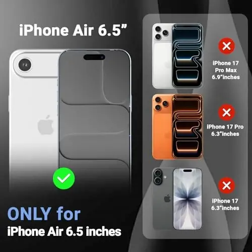 Temdan iPhone Air Kılıf, Ekran Koruyuculu Şeffaf, Magsafe Uyumlu, Sararmaya Karşı Dirençli, Askeri Sınıf Koruma, Darbeye Dayanıklı İnce Manyetik Telefon Kılıfı, Siyah - TEMDAN (1)
