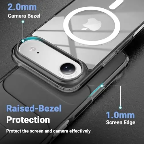 Temdan iPhone Air Kılıf, Ekran Koruyuculu Şeffaf, Magsafe Uyumlu, Sararmaya Karşı Dirençli, Askeri Sınıf Koruma, Darbeye Dayanıklı İnce Manyetik Telefon Kılıfı, Siyah - 6