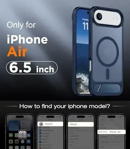 Temdan Magnetic Compatible with Phone Air Case, [Built-in Invisible Kickstand] Slim Translucent Matte Phone Case (Blue) - 2