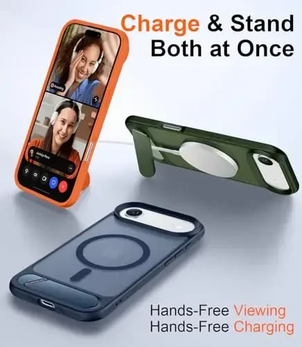 Temdan Magnetic Compatible with Phone Air Case, [Built-in Invisible Kickstand] Slim Translucent Matte Phone Case (Blue) - 3