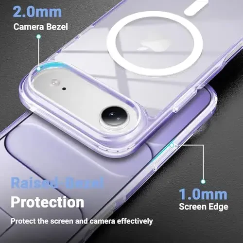 Temdan for iPhone Air Case Clear with Screen Protector, Compatible with Magsafe, Anti-Yellowing, Military-Grade Protection, Shockproof Slim Magnetic Phone Case Cover, Purple - 6