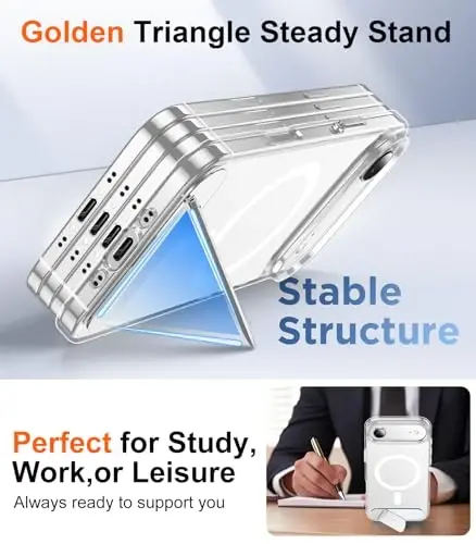 Temdan iPhone Air uchun mo'ljallangan g'ilof, [O'rnatilgan ko'rinmas tirgak][MagSafe bilan mos][Harbiy darajadagi zarbga chidamli] Yupqa ingichka telefon g'ilofi 6,5 dyuym (Shaffof) - 4