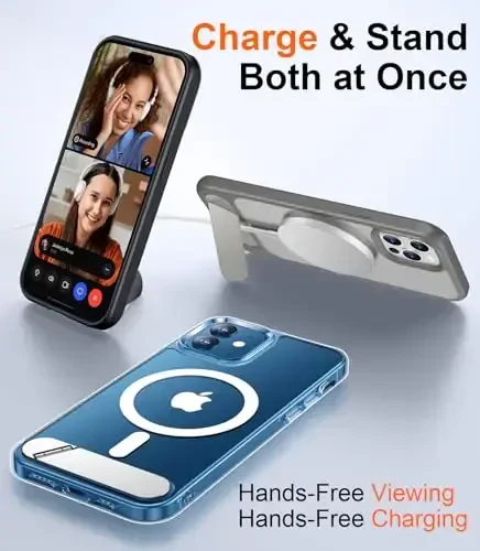 Temdan Magnetic Compatible with iPhone 12 Case & iPhone 12 Pro Case, [Built-in Invisible Kickstand][Compatible with MagSafe] [Military Grade Shockproof] Slim Thin Phone Case 6.1