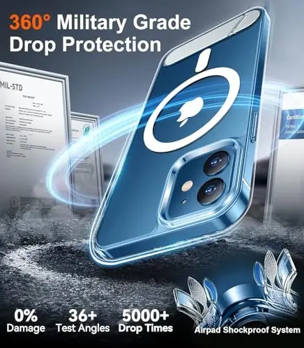 Temdan Magnetic Compatible with iPhone 12 Case & iPhone 12 Pro Case, [Built-in Invisible Kickstand][Compatible with MagSafe] [Military Grade Shockproof] Slim Thin Phone Case 6.1