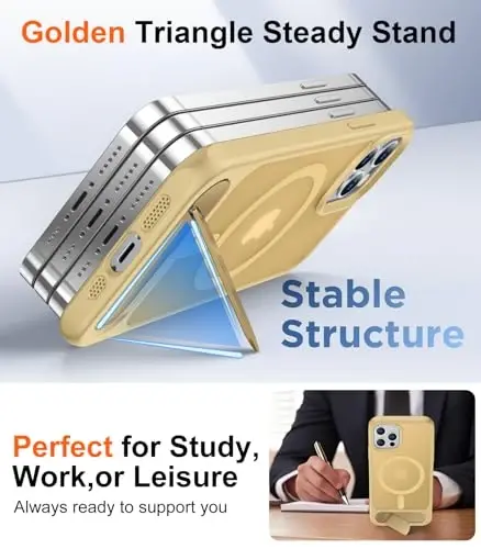 Temdan Magnetic Compatible with iPhone 12 Case & iPhone 12 Pro Case, [Built-in Invisible Kickstand][Compatible with MagSafe][Military Grade Shockproof] Slim Translucent Matte Phone Case 6.1