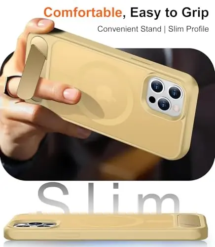 Temdan Magnetic Compatible with iPhone 12 Case & iPhone 12 Pro Case, [Built-in Invisible Kickstand][Compatible with MagSafe][Military Grade Shockproof] Slim Translucent Matte Phone Case 6.1