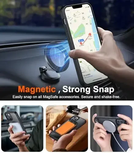 Temdan Magnetic Compatible with iPhone 12 Case & iPhone 12 Pro Case, [Built-in Invisible Kickstand][Compatible with MagSafe][Military Grade Shockproof] Slim Translucent Matte Phone Case 6.1