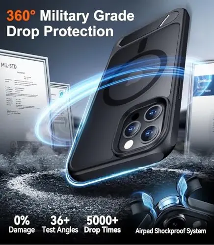 Temdan Magnetic Compatible with iPhone 12 Pro Max Case, [Built-in Invisible Kickstand][Compatible with MagSafe][Military Grade Shockproof] Slim Translucent Matte Phone Case for iPhone 12 Pro Max 6.7