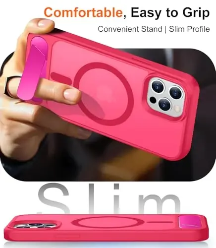 Temdan Magnetic Compatible with iPhone 12 Pro Max Case, [Built-in Invisible Kickstand][Compatible with MagSafe][Military Grade Shockproof] Slim Translucent Matte Phone Case for iPhone 12 Pro Max 6.7