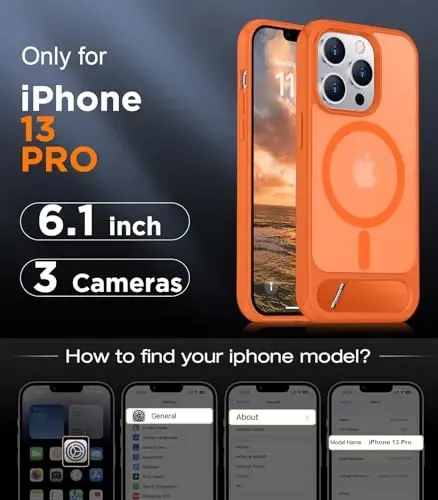 Temdan Magnetic Compatible with iPhone 13 Pro Case, [Built-in Invisible Kickstand][Compatible with MagSafe] [Military Grade Shockproof] Slim Translucent Matte Phone Case for iPhone 13 Pro 6.1