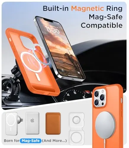 Temdan Magnetic Compatible with iPhone 13 Pro Case, [Built-in Invisible Kickstand][Compatible with MagSafe] [Military Grade Shockproof] Slim Translucent Matte Phone Case for iPhone 13 Pro 6.1