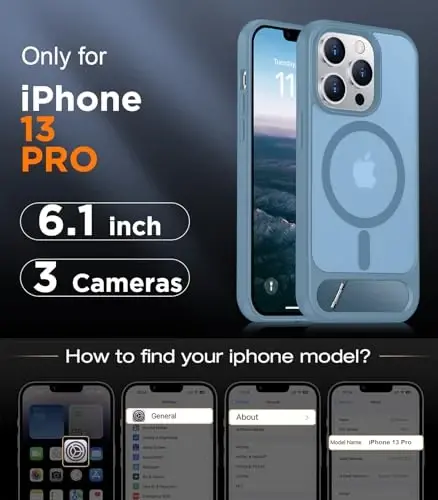 Temdan Magnetic Compatible with iPhone 13 Pro Case, [Built-in Invisible Kickstand][Compatible with MagSafe] [Military Grade Shockproof] Slim Translucent Matte Phone Case for iPhone 13 Pro 6.1