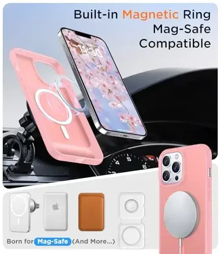 Temdan Magnetic Compatible with iPhone 13 Pro Case, [Built-in Invisible Kickstand][Compatible with MagSafe] [Military Grade Shockproof] Slim Translucent Matte Phone Case for iPhone 13 Pro 6.1