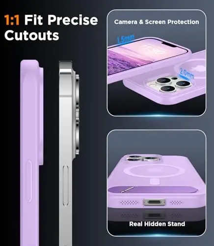 Temdan Magnetic Compatible with iPhone 13 Pro Case, [Built-in Invisible Kickstand][Compatible with MagSafe] [Military Grade Shockproof] Slim Translucent Matte Phone Case for iPhone 13 Pro 6.1