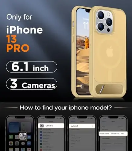 Temdan Magnetic Compatible with iPhone 13 Pro Case, [Built-in Invisible Kickstand][Compatible with MagSafe] [Military Grade Shockproof] Slim Translucent Matte Phone Case for iPhone 13 Pro 6.1