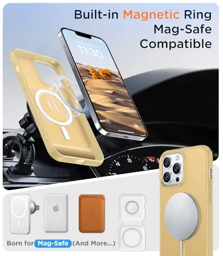 Temdan Magnetic Compatible with iPhone 13 Pro Case, [Built-in Invisible Kickstand][Compatible with MagSafe] [Military Grade Shockproof] Slim Translucent Matte Phone Case for iPhone 13 Pro 6.1